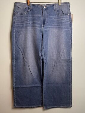 NWT Wide Leg Rhinestone Blue Jeans (XL)